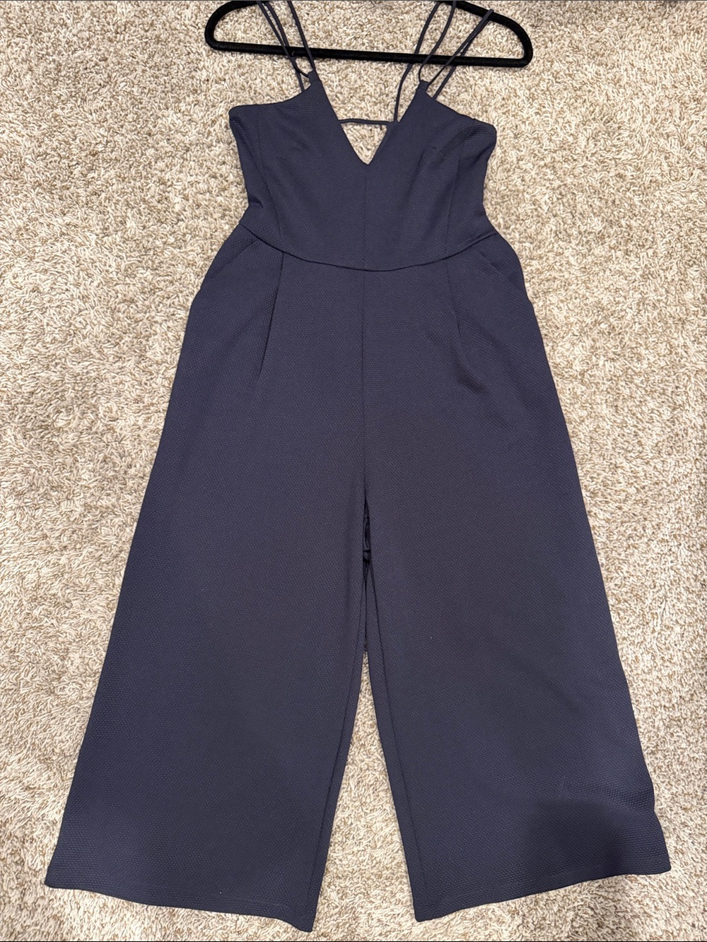 Zara Navy Strappy V-Neck Jumpsuit Medium
